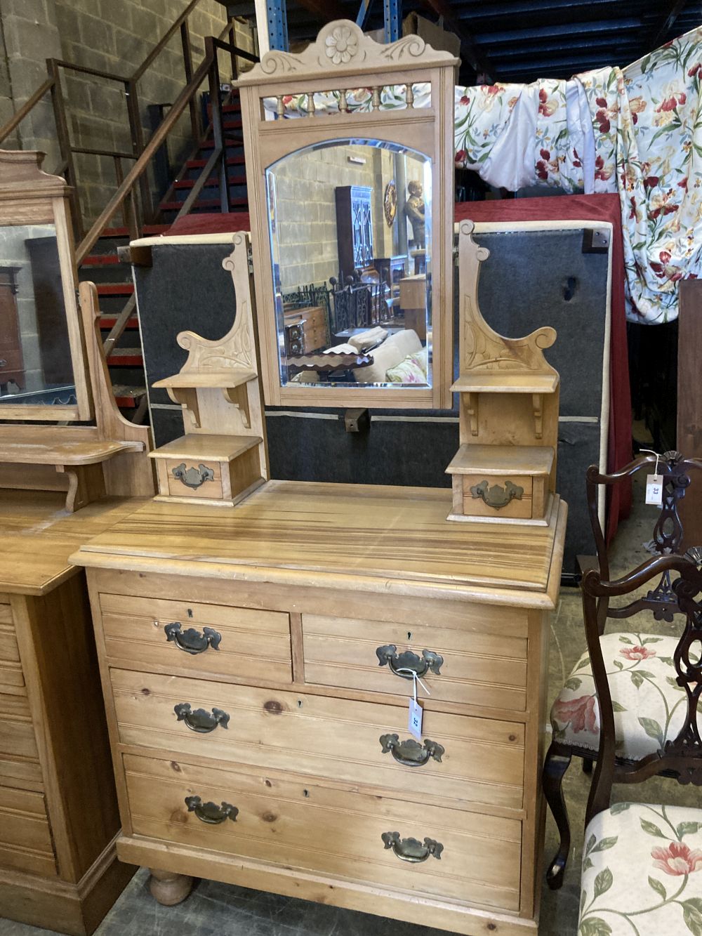 A late Victorian walnut dressing chest, width 90cm, depth 47cm, height 180cm